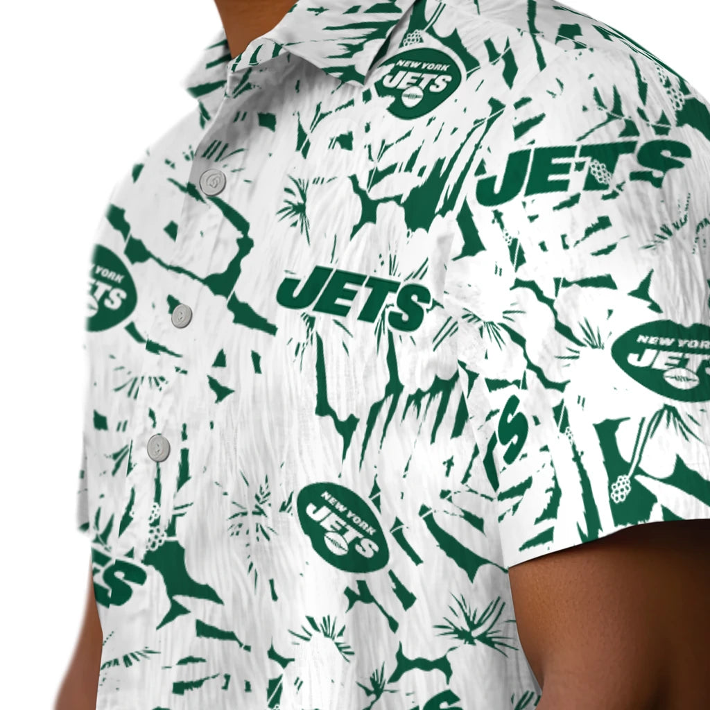 New York Jets Hawaiian Shirt - Hibiscus Overlay | Hula Hawaiian Shirts