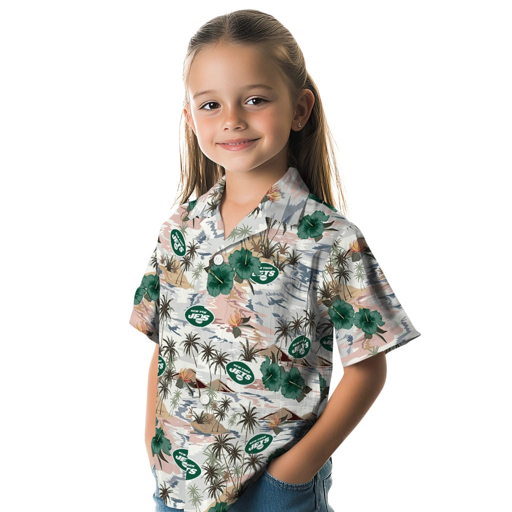 New York Jets Hawaiian Shirt - Hibiscus Seaside | Hula Hawaiian Shirts