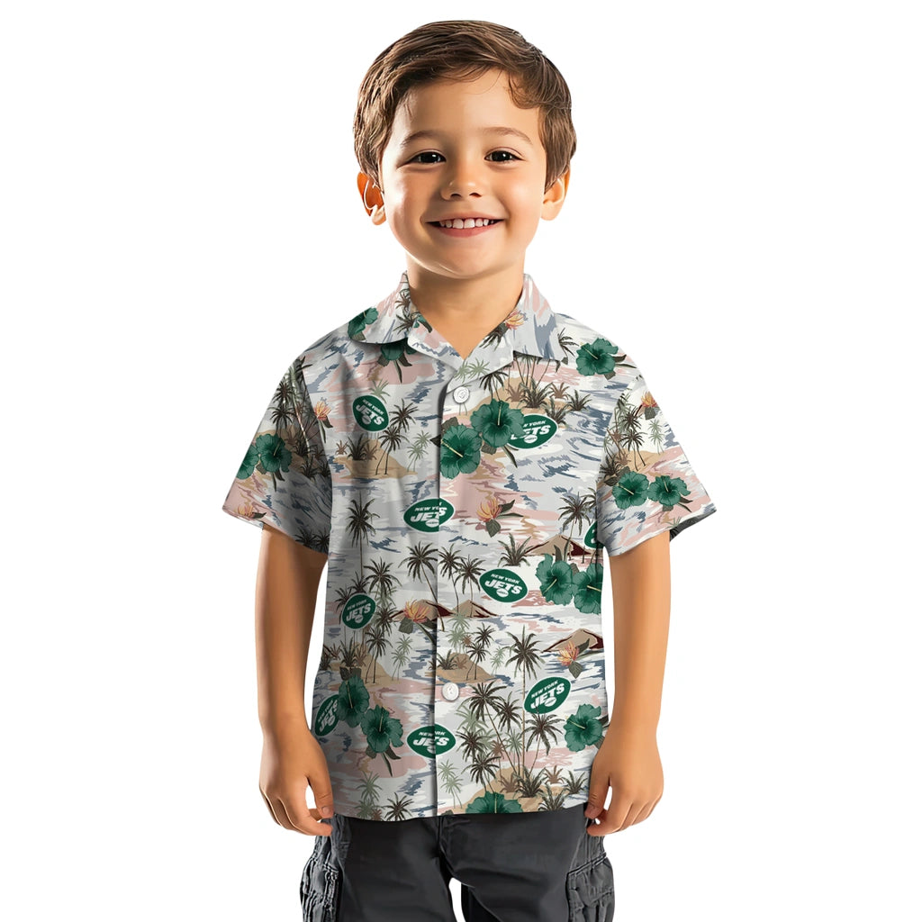 New York Jets Hawaiian Shirt - Hibiscus Seaside | Hula Hawaiian Shirts