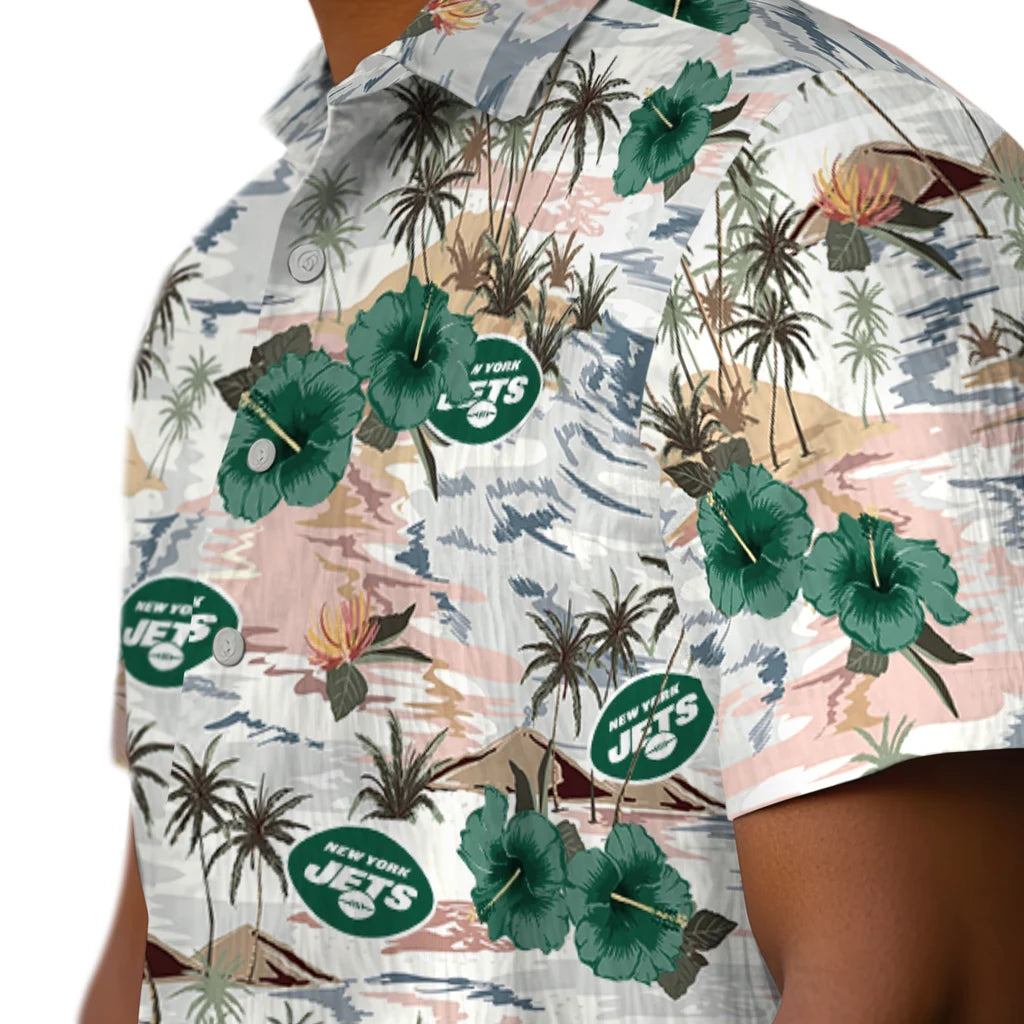 New York Jets Hawaiian Shirt - Hibiscus Seaside | Hula Hawaiian Shirts