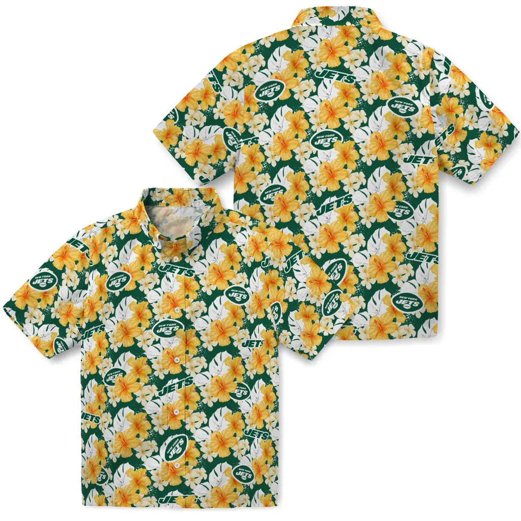 New York Jets Hawaiian Shirt - Hibiscus Tropics | Hula Hawaiian Shirts