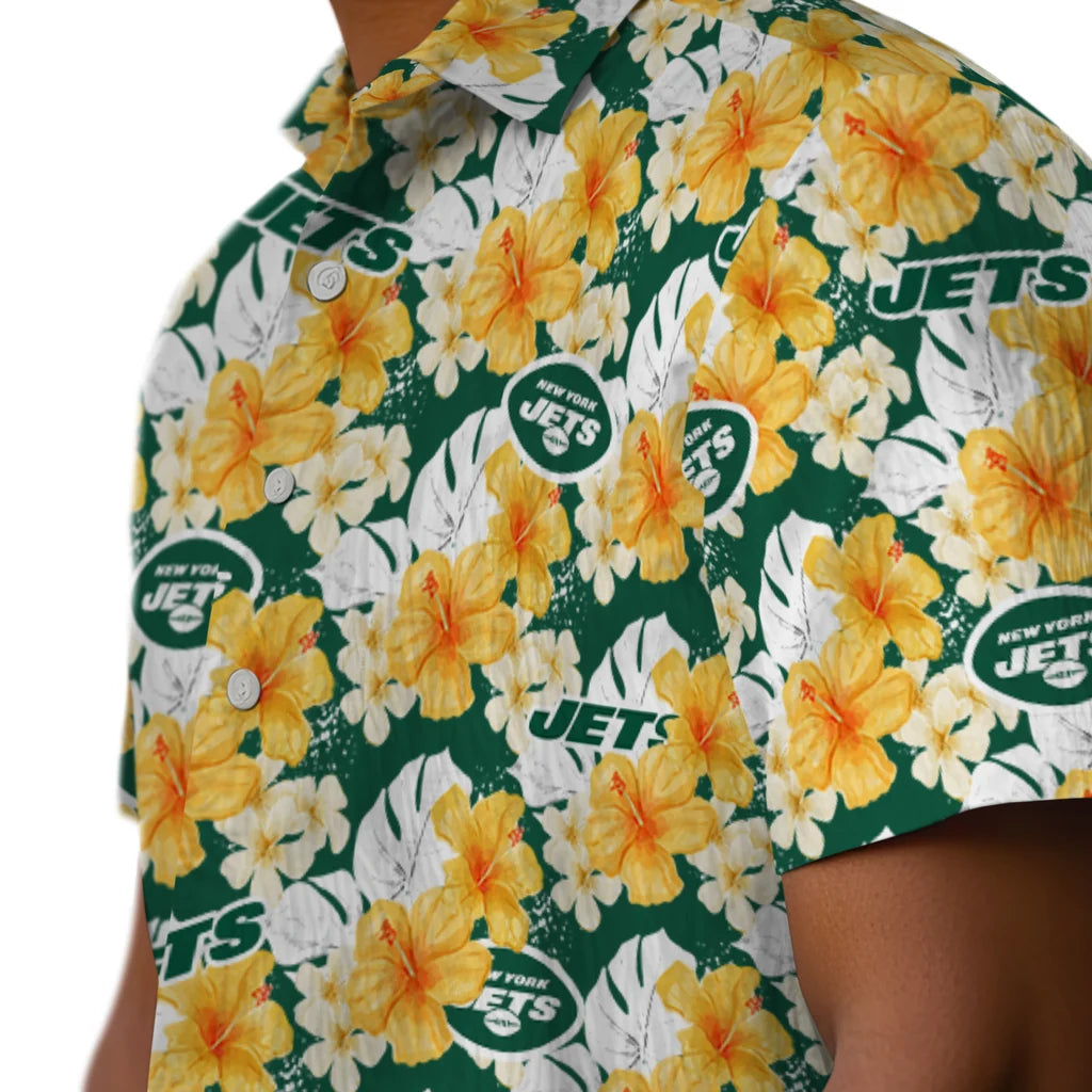 New York Jets Hawaiian Shirt - Hibiscus Tropics | Hula Hawaiian Shirts