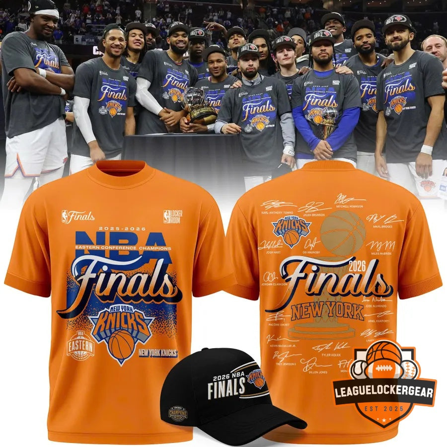 New York Knicks 2026 NBA Eastern Conference Champions Signed T-Shirt - LeagueLockerGear