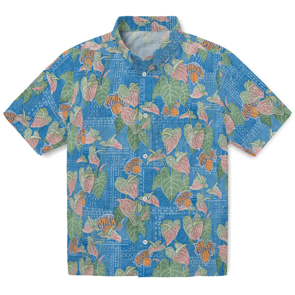 New York Knicks Hawaiian Shirt - Anthurium Overlay | Hula Hawaiian Shirts