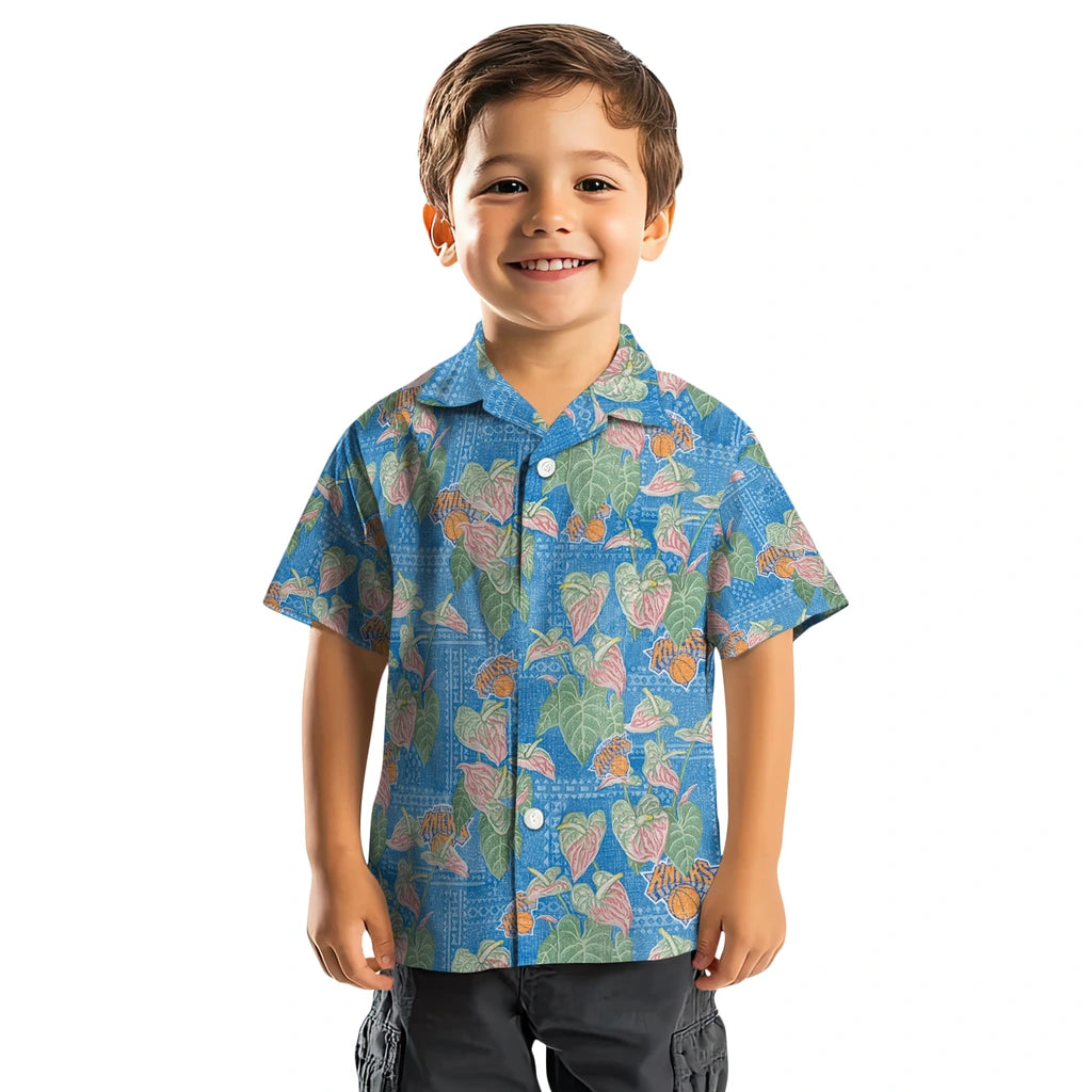 New York Knicks Hawaiian Shirt - Anthurium Overlay | Hula Hawaiian Shirts