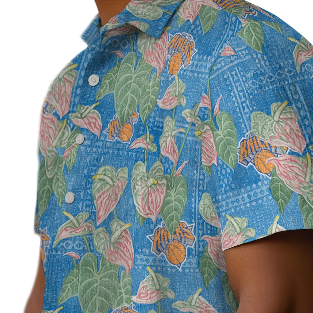 New York Knicks Hawaiian Shirt - Anthurium Overlay | Hula Hawaiian Shirts