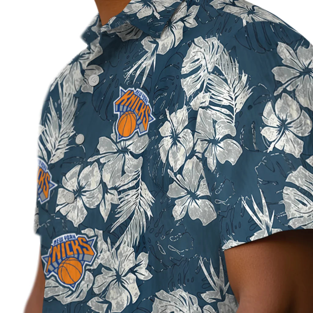 New York Knicks Hawaiian Shirt - Hibiscus Flowers | Hula Hawaiian Shirts
