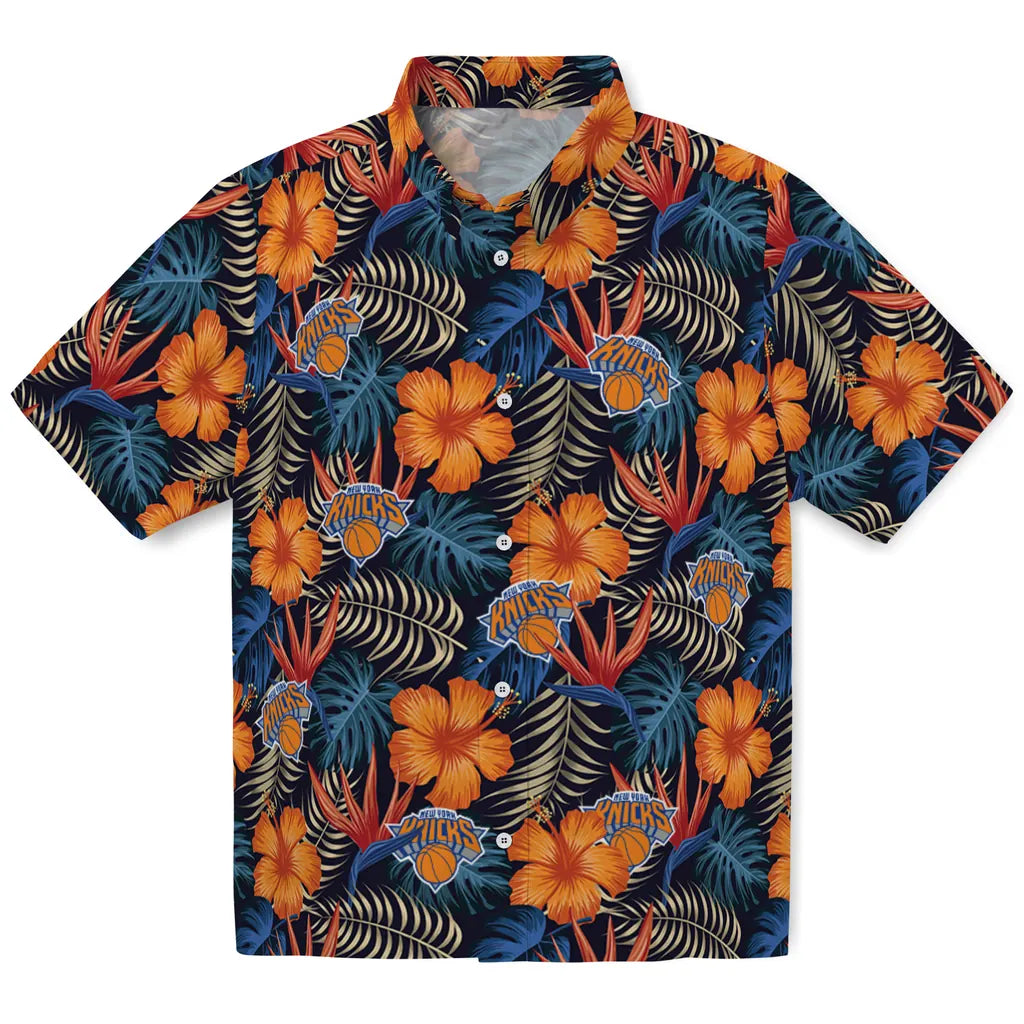New York Knicks Hawaiian Shirt - Hibiscus Foliage | Hula Hawaiian Shirts