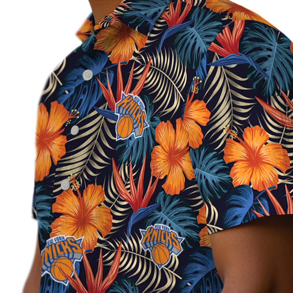 New York Knicks Hawaiian Shirt - Hibiscus Foliage | Hula Hawaiian Shirts