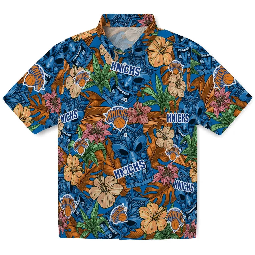 New York Knicks Hawaiian Shirt - Hibiscus Tiki Jungle | Hula Hawaiian Shirts