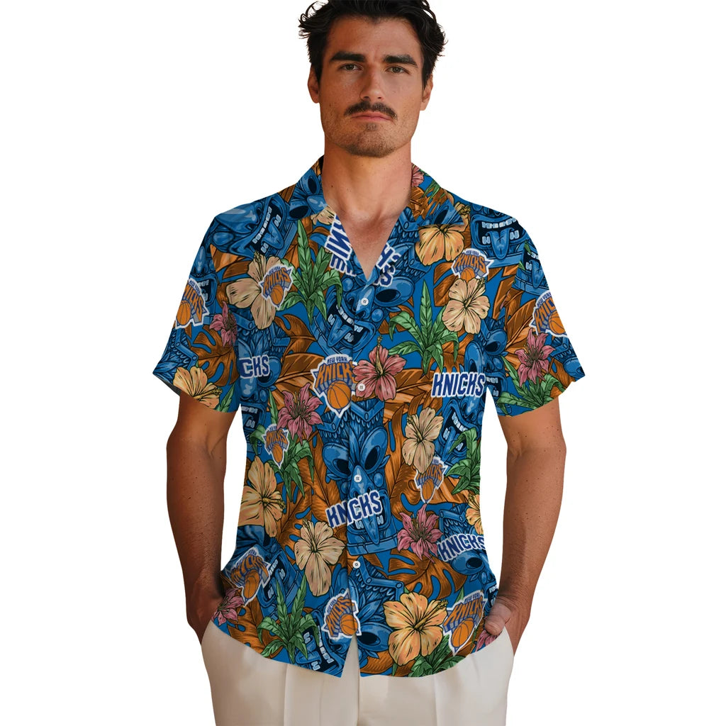New York Knicks Hawaiian Shirt - Hibiscus Tiki Jungle | Hula Hawaiian Shirts