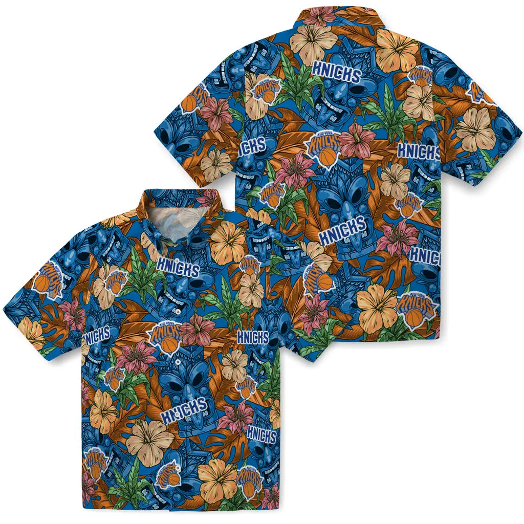 New York Knicks Hawaiian Shirt - Hibiscus Tiki Jungle | Hula Hawaiian Shirts