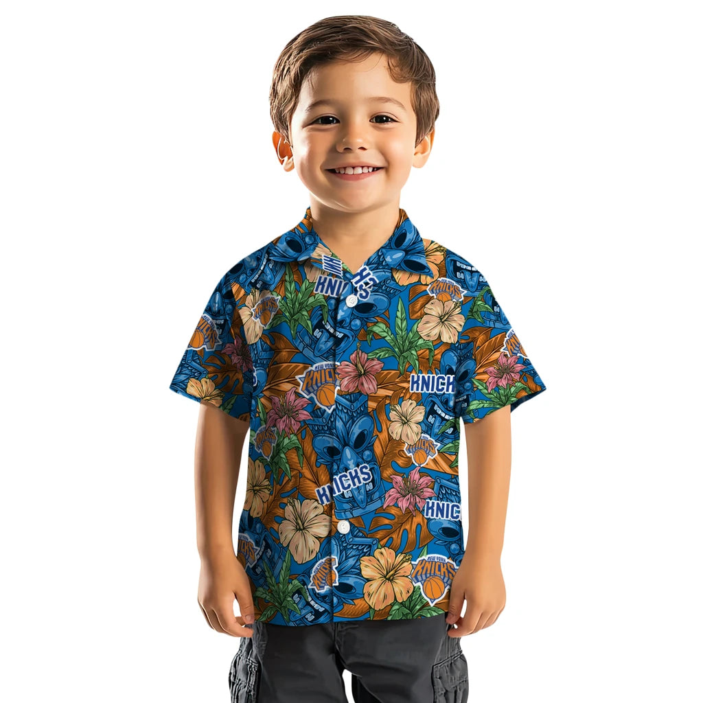 New York Knicks Hawaiian Shirt - Hibiscus Tiki Jungle | Hula Hawaiian Shirts