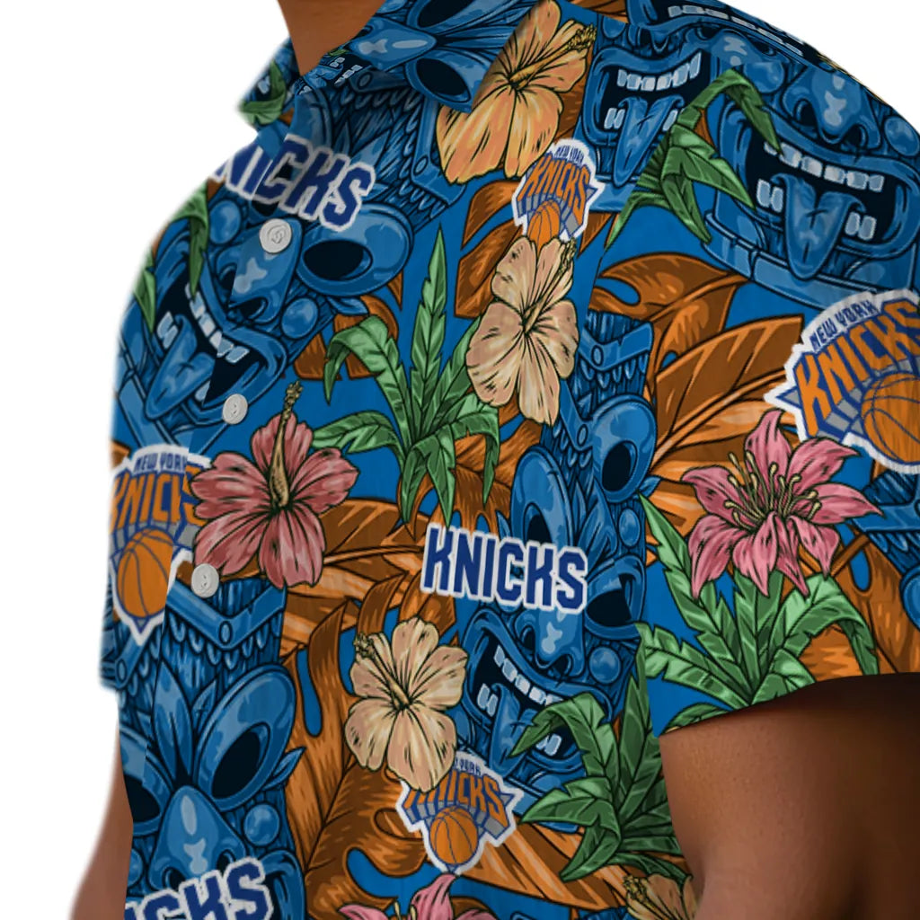 New York Knicks Hawaiian Shirt - Hibiscus Tiki Jungle | Hula Hawaiian Shirts