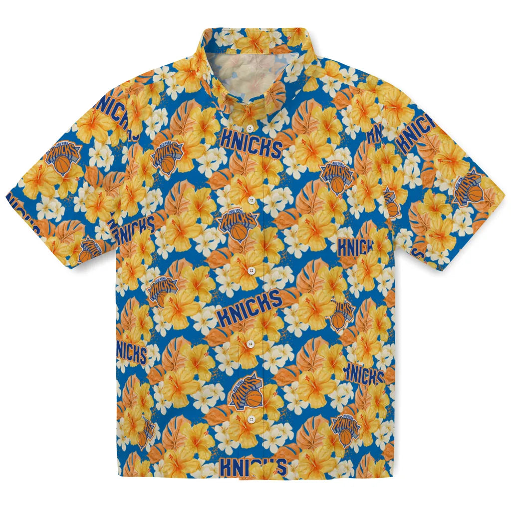 New York Knicks Hawaiian Shirt - Hibiscus Tropics | Hula Hawaiian Shirts
