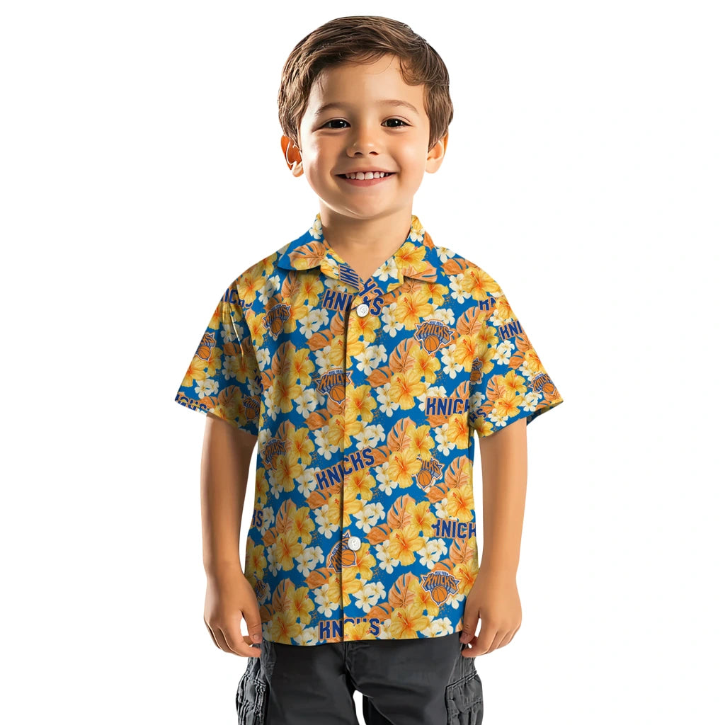 New York Knicks Hawaiian Shirt - Hibiscus Tropics | Hula Hawaiian Shirts