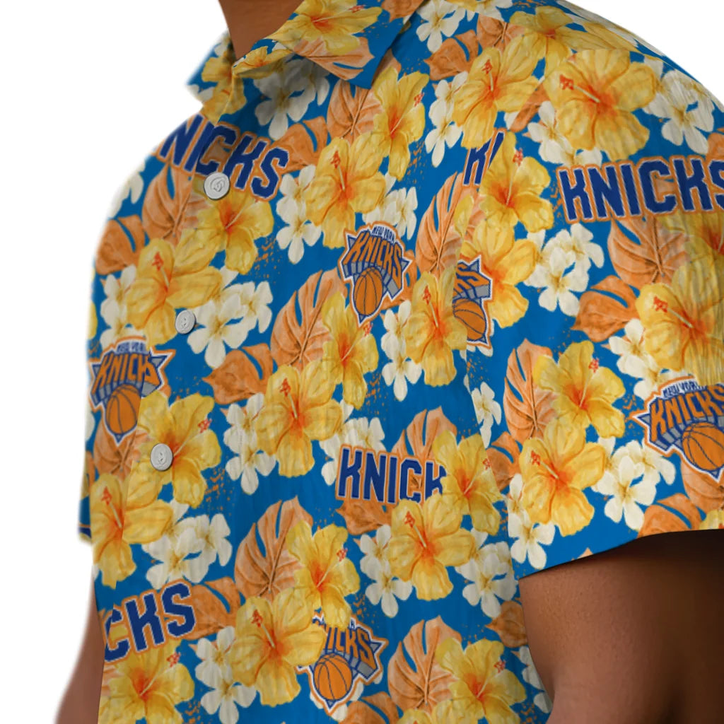 New York Knicks Hawaiian Shirt - Hibiscus Tropics | Hula Hawaiian Shirts