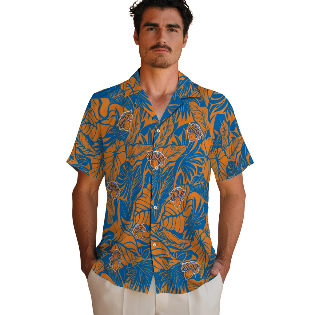New York Knicks Hawaiian Shirt - Monstera Layer | Hula Hawaiian Shirts