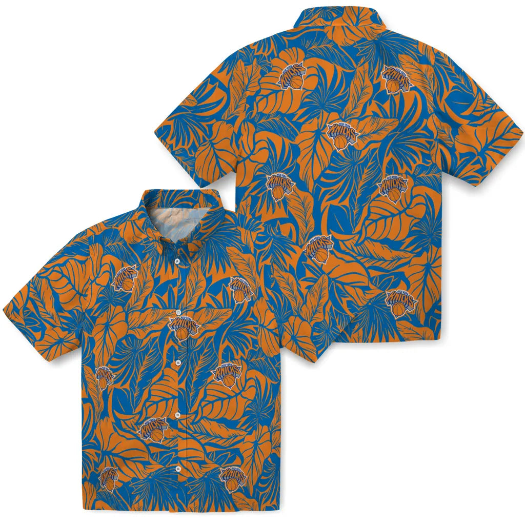 New York Knicks Hawaiian Shirt - Monstera Layer | Hula Hawaiian Shirts