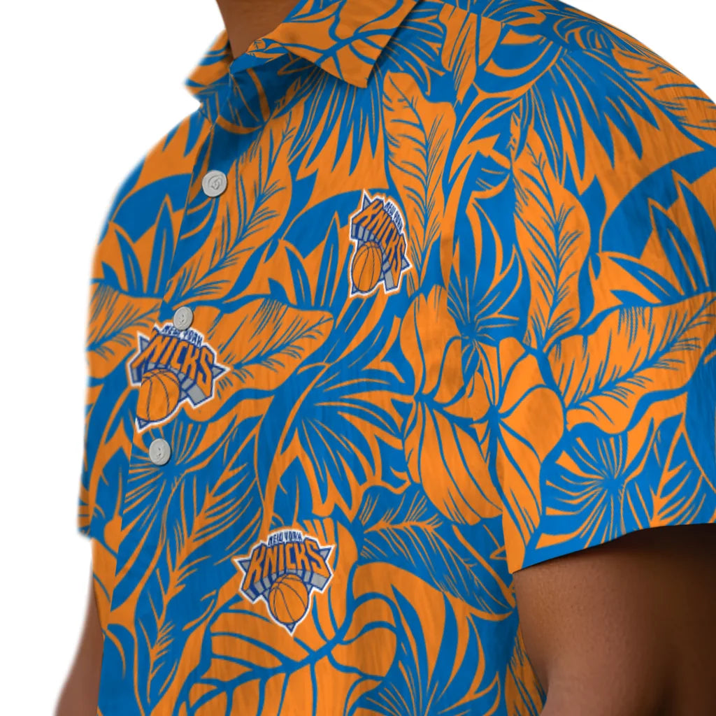 New York Knicks Hawaiian Shirt - Monstera Layer | Hula Hawaiian Shirts