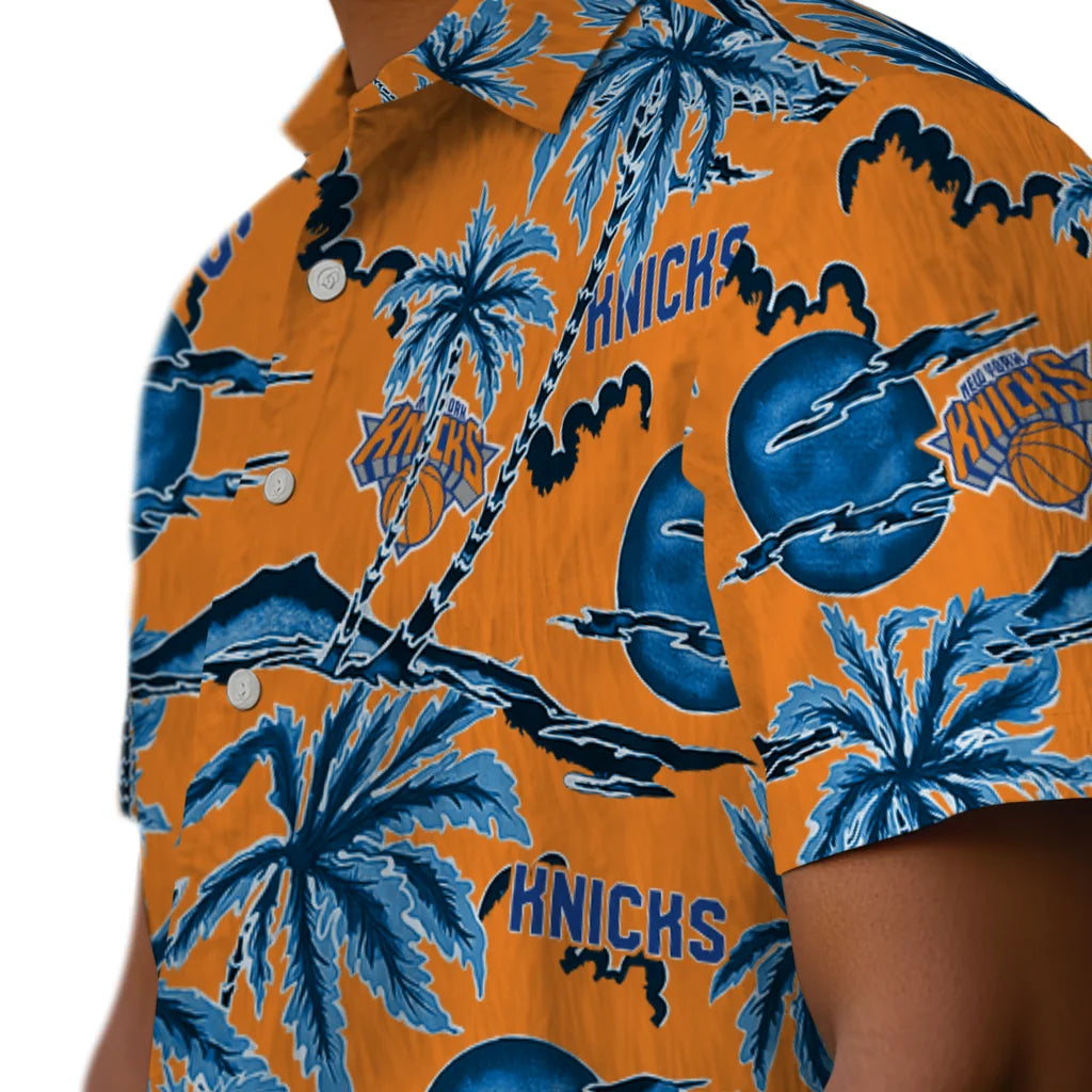 New York Knicks Hawaiian Shirt - Palm Sunset | Hula Hawaiian Shirts
