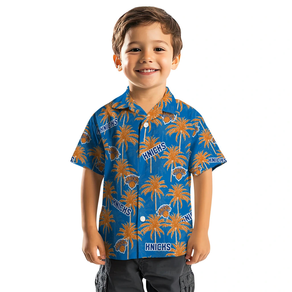 New York Knicks Hawaiian Shirt - Palm Tree Motif | Hula Hawaiian Shirts