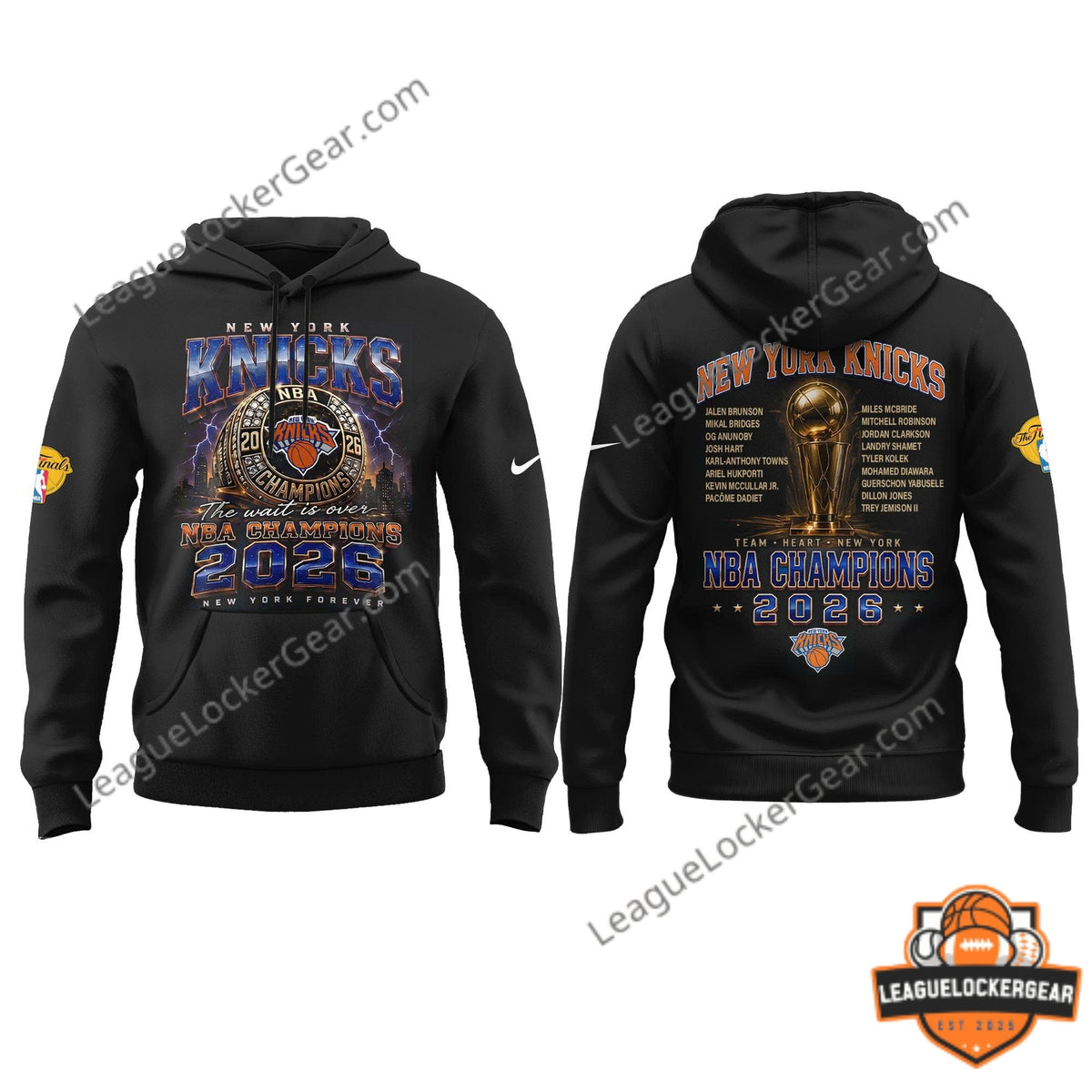 New York Knicks NBA Champions 2026 Team Roster Hoodie - LeagueLockerGear