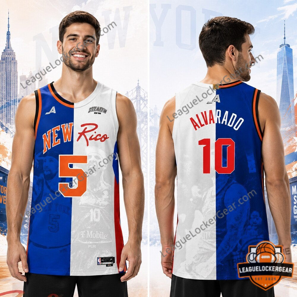 New York Knicks Puerto Rico Jose Alvarado Stealth Basketball Jersey - LeagueLockerGear