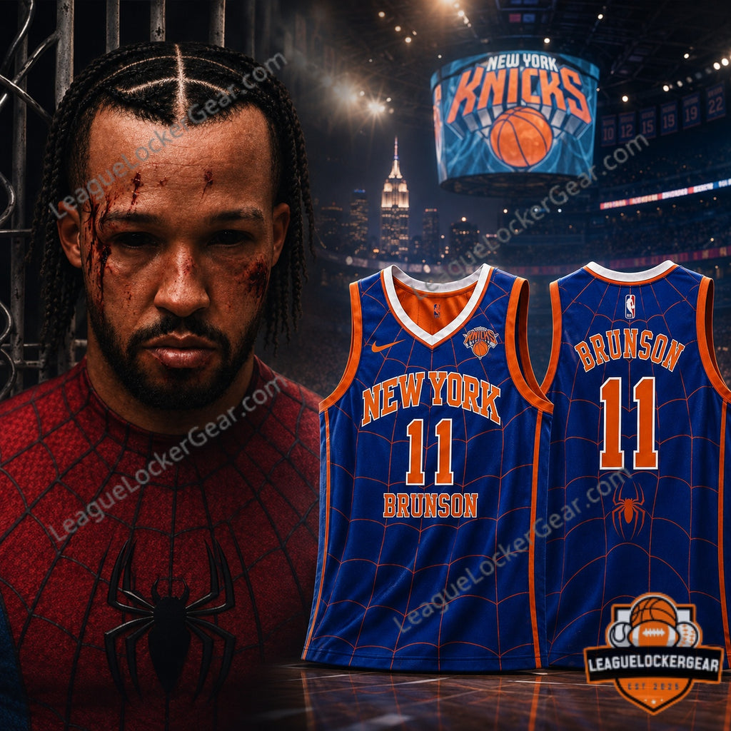 New York Knicks Jalen Brunson Spider-Man Basketball Jersey - LeagueLockerGear