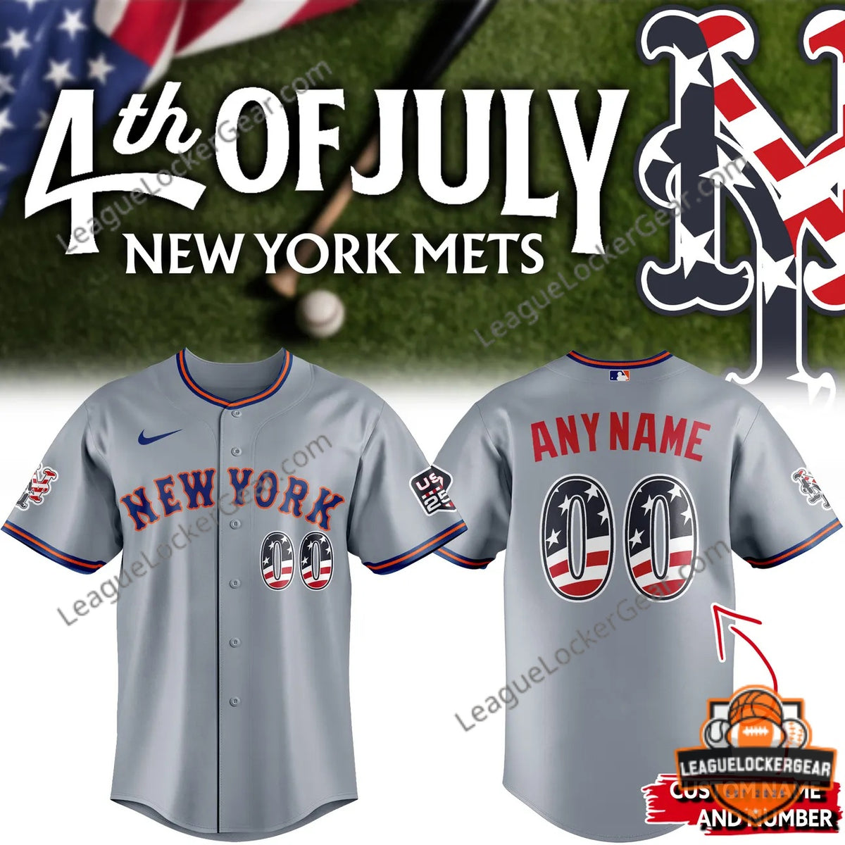 New York Mets 4th of July Baseball Jersey - LeagueLockerGear