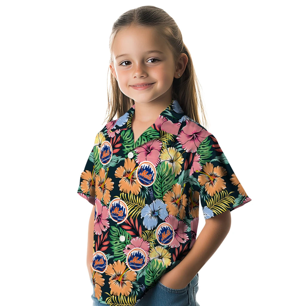 New York Mets Hawaiian Shirt - Brilliant Hibiscus Garden | Hula Hawaiian Shirts