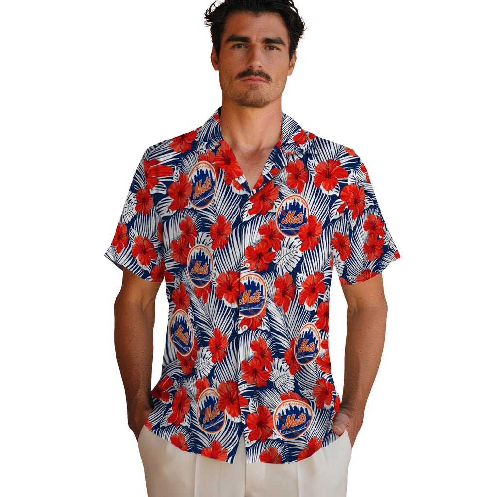 New York Mets Hawaiian Shirt - Hibiscus Fiesta | Hula Hawaiian Shirts