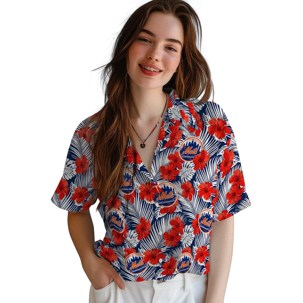 New York Mets Hawaiian Shirt - Hibiscus Fiesta | Hula Hawaiian Shirts