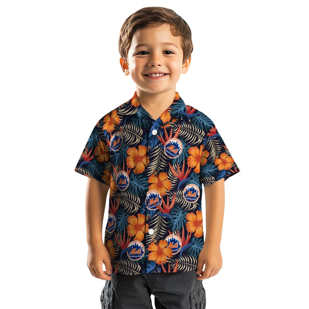 New York Mets Hawaiian Shirt - Hibiscus Foliage | Hula Hawaiian Shirts