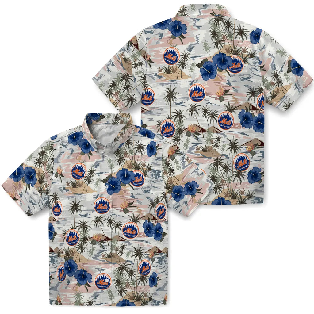 New York Mets Hawaiian Shirt - Hibiscus Seaside | Hula Hawaiian Shirts