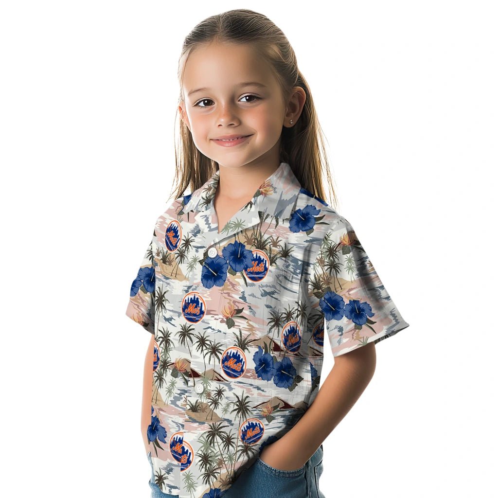 New York Mets Hawaiian Shirt - Hibiscus Seaside | Hula Hawaiian Shirts