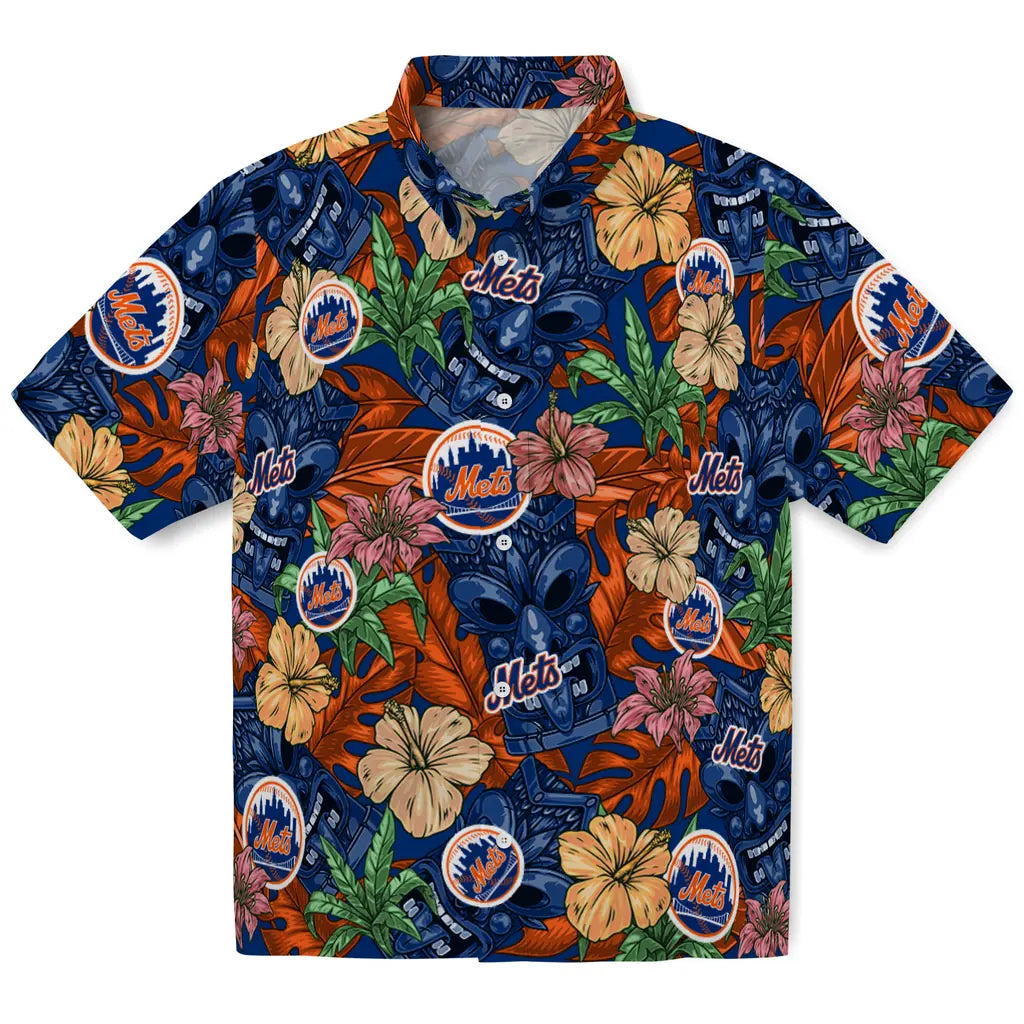 New York Mets Hawaiian Shirt - Hibiscus Tiki Jungle | Hula Hawaiian Shirts
