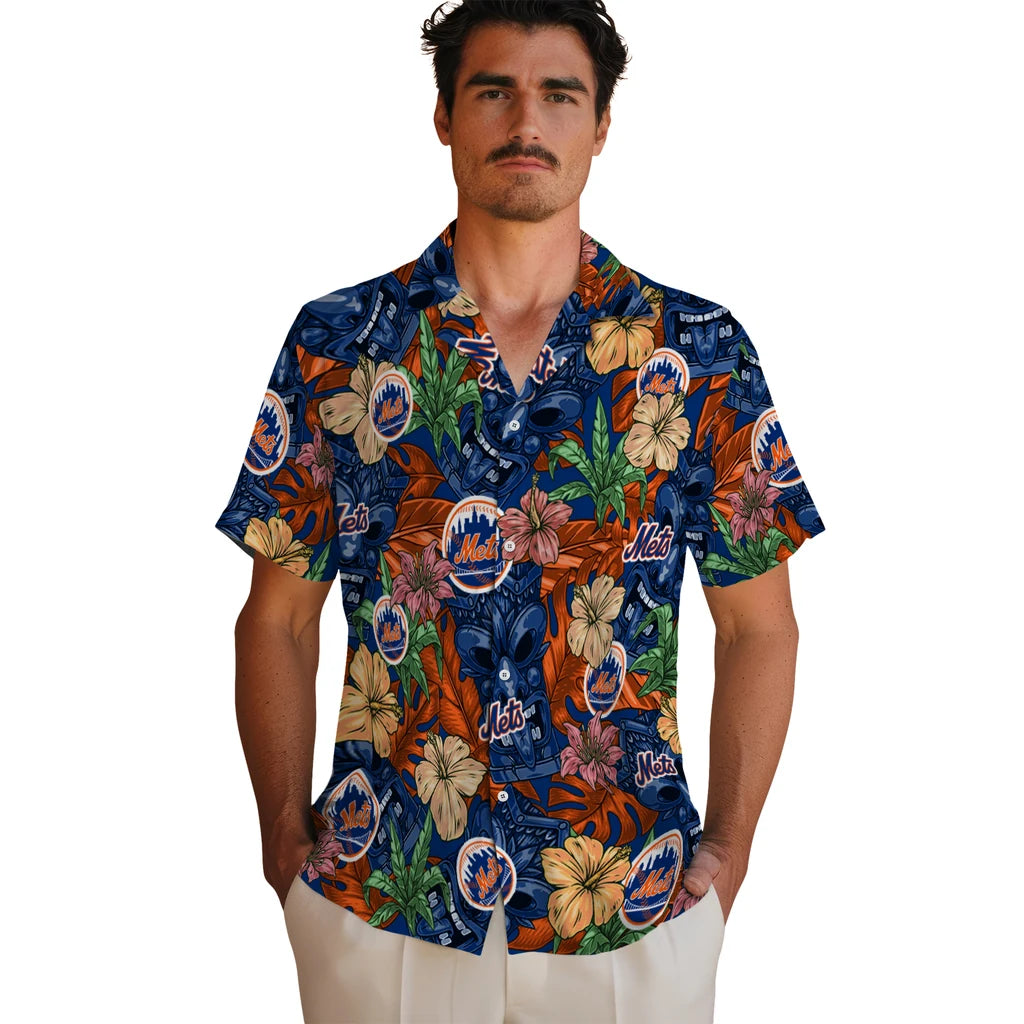 New York Mets Hawaiian Shirt - Hibiscus Tiki Jungle | Hula Hawaiian Shirts