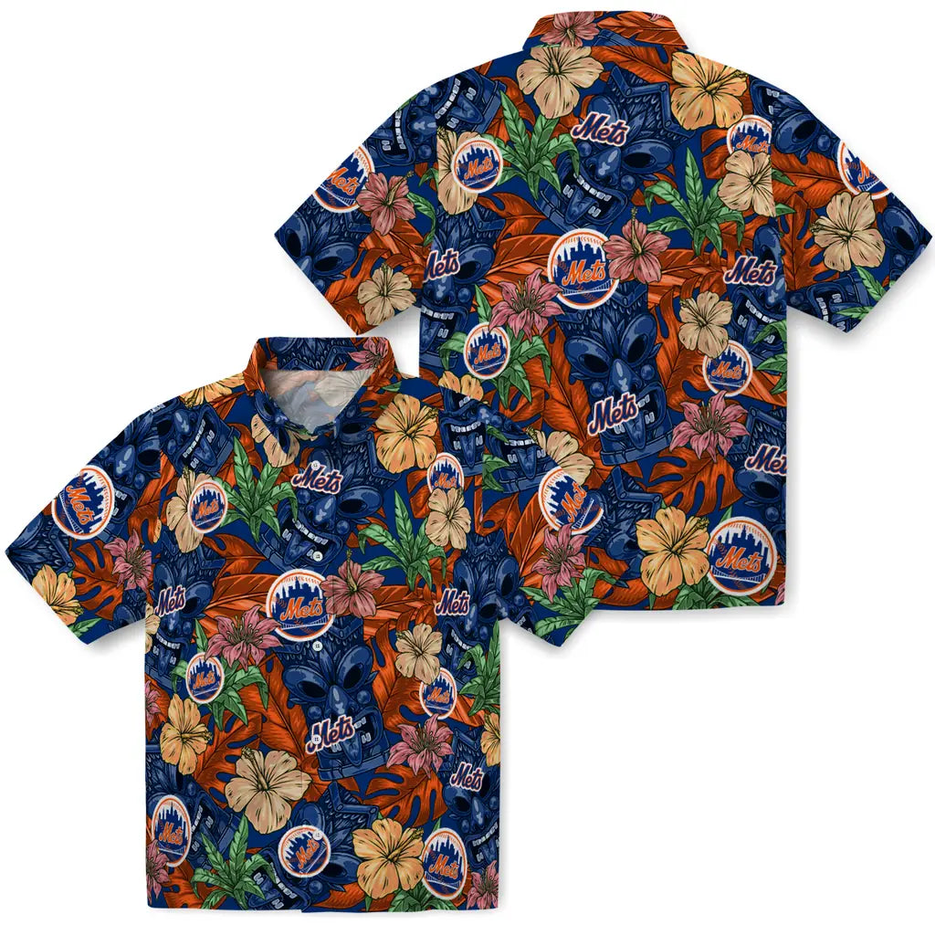 New York Mets Hawaiian Shirt - Hibiscus Tiki Jungle | Hula Hawaiian Shirts