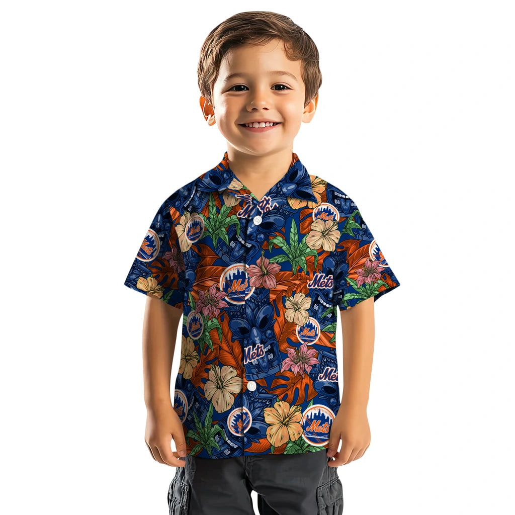 New York Mets Hawaiian Shirt - Hibiscus Tiki Jungle | Hula Hawaiian Shirts