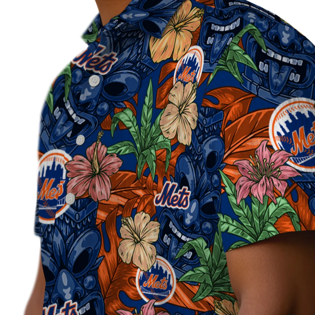 New York Mets Hawaiian Shirt - Hibiscus Tiki Jungle | Hula Hawaiian Shirts