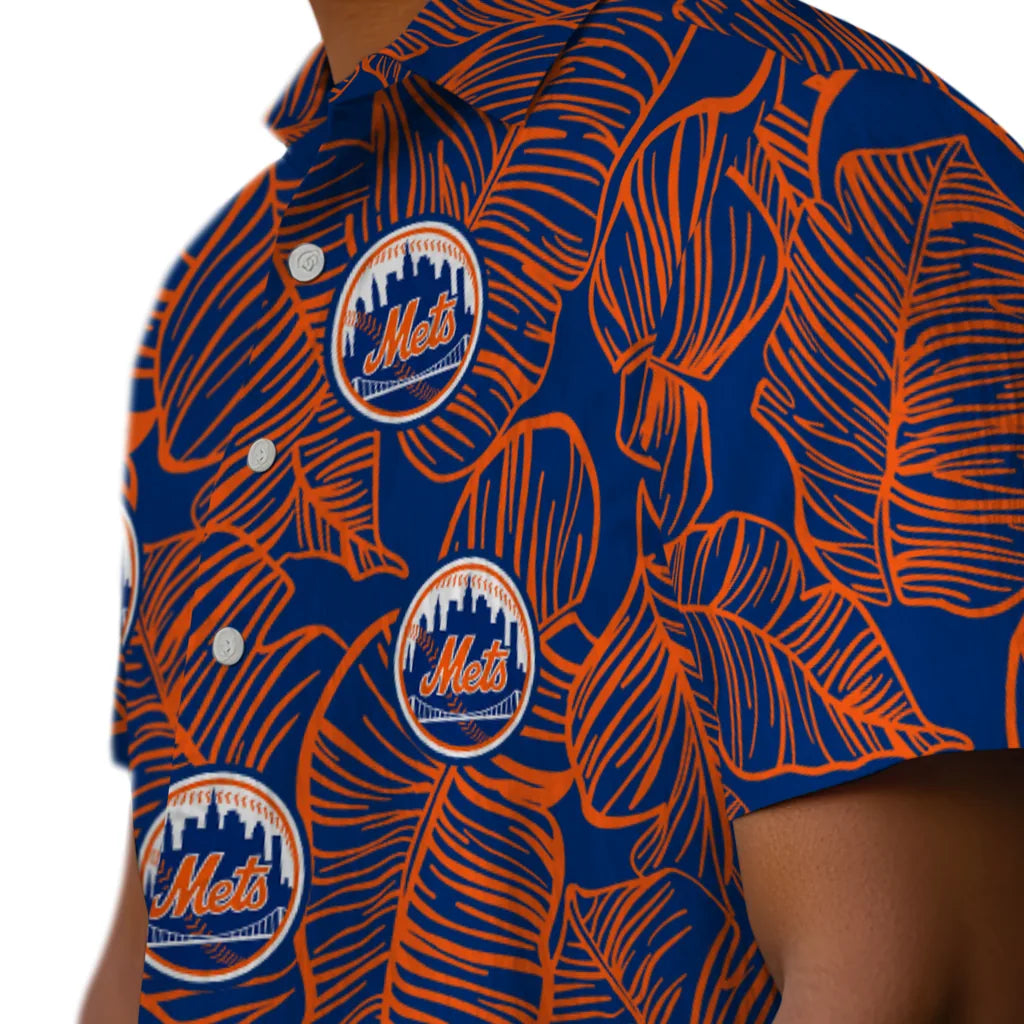 New York Mets Hawaiian Shirt - Leaf Outline | Hula Hawaiian Shirts