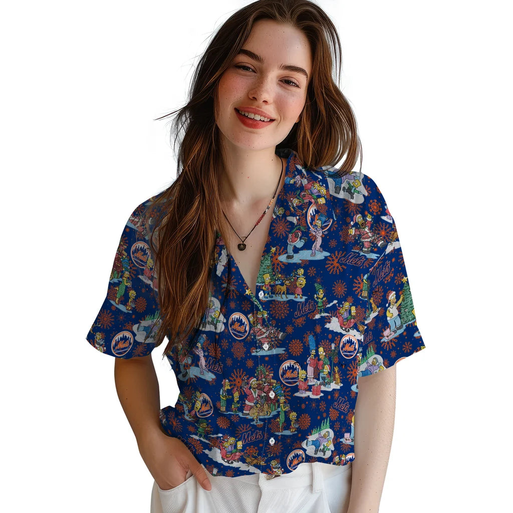 New York Mets Hawaiian Shirt - Simpsons Christmas | Hula Hawaiian Shirts
