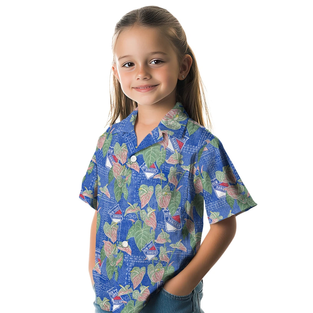 New York Rangers Hawaiian Shirt - Anthurium Overlay | Hula Hawaiian Shirts