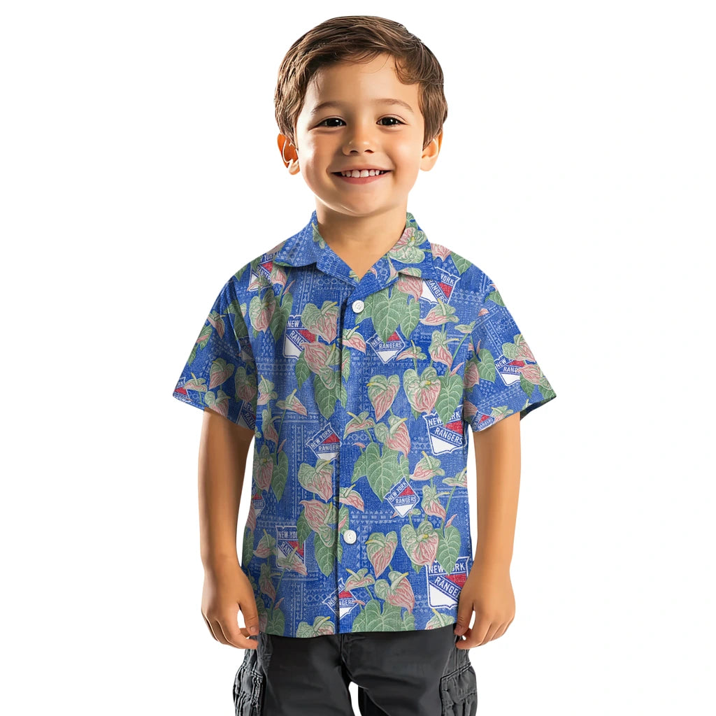 New York Rangers Hawaiian Shirt - Anthurium Overlay | Hula Hawaiian Shirts