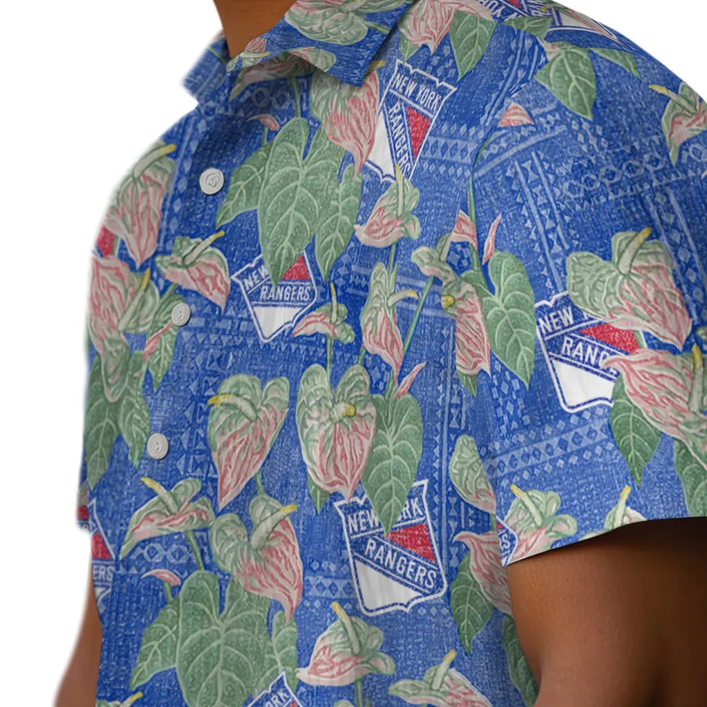 New York Rangers Hawaiian Shirt - Anthurium Overlay | Hula Hawaiian Shirts