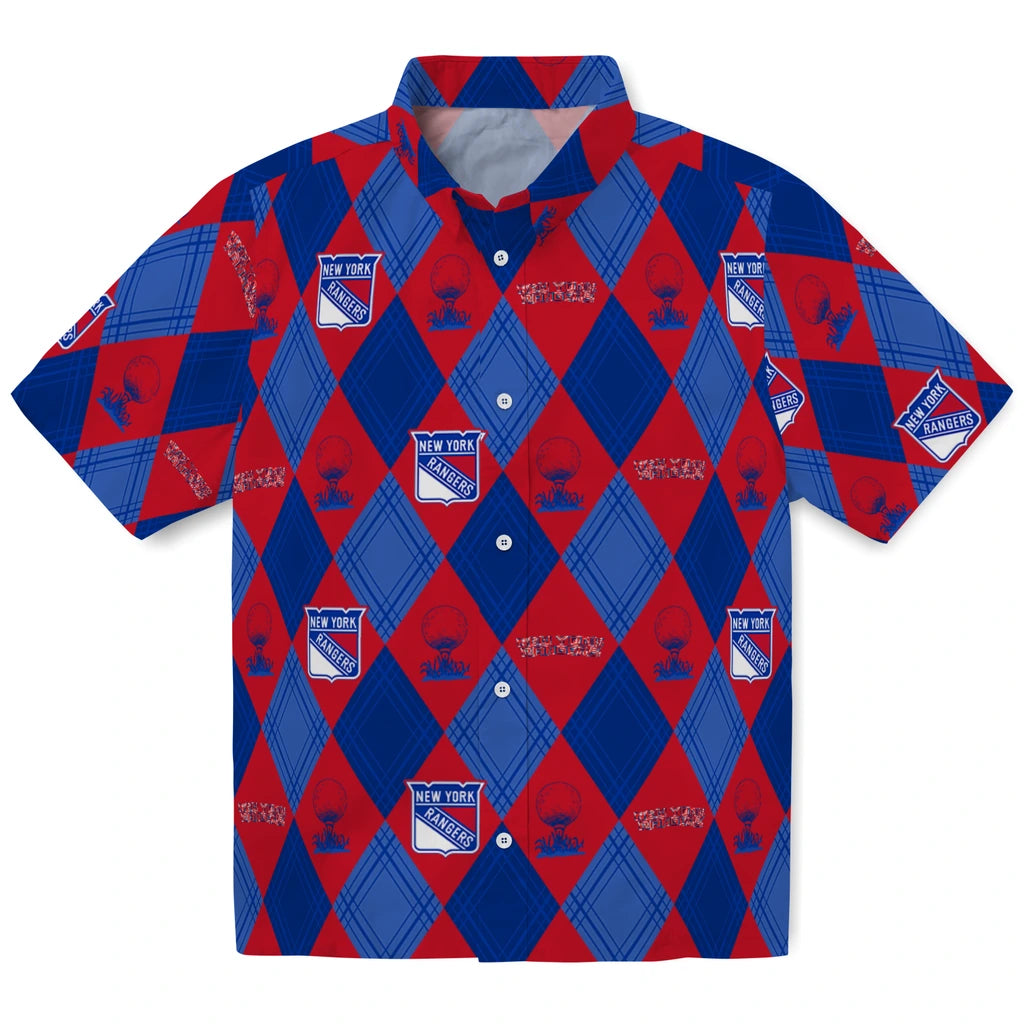 New York Rangers Hawaiian Shirt - Golfing Plaid | Hula Hawaiian Shirts