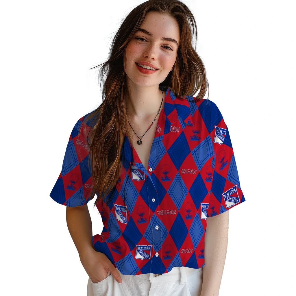 New York Rangers Hawaiian Shirt - Golfing Plaid | Hula Hawaiian Shirts