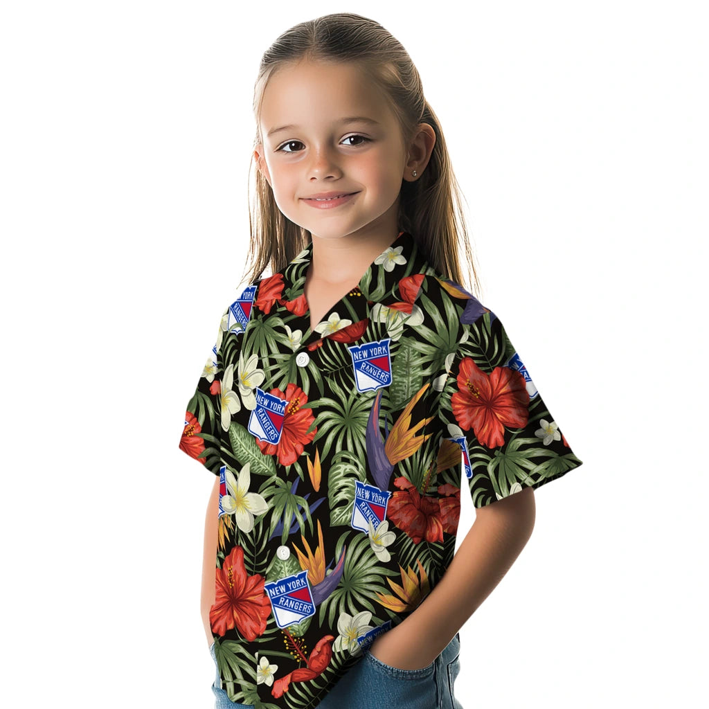 New York Rangers Hawaiian Shirt - Hawaii Floral Hibiscus | Hula Hawaiian Shirts