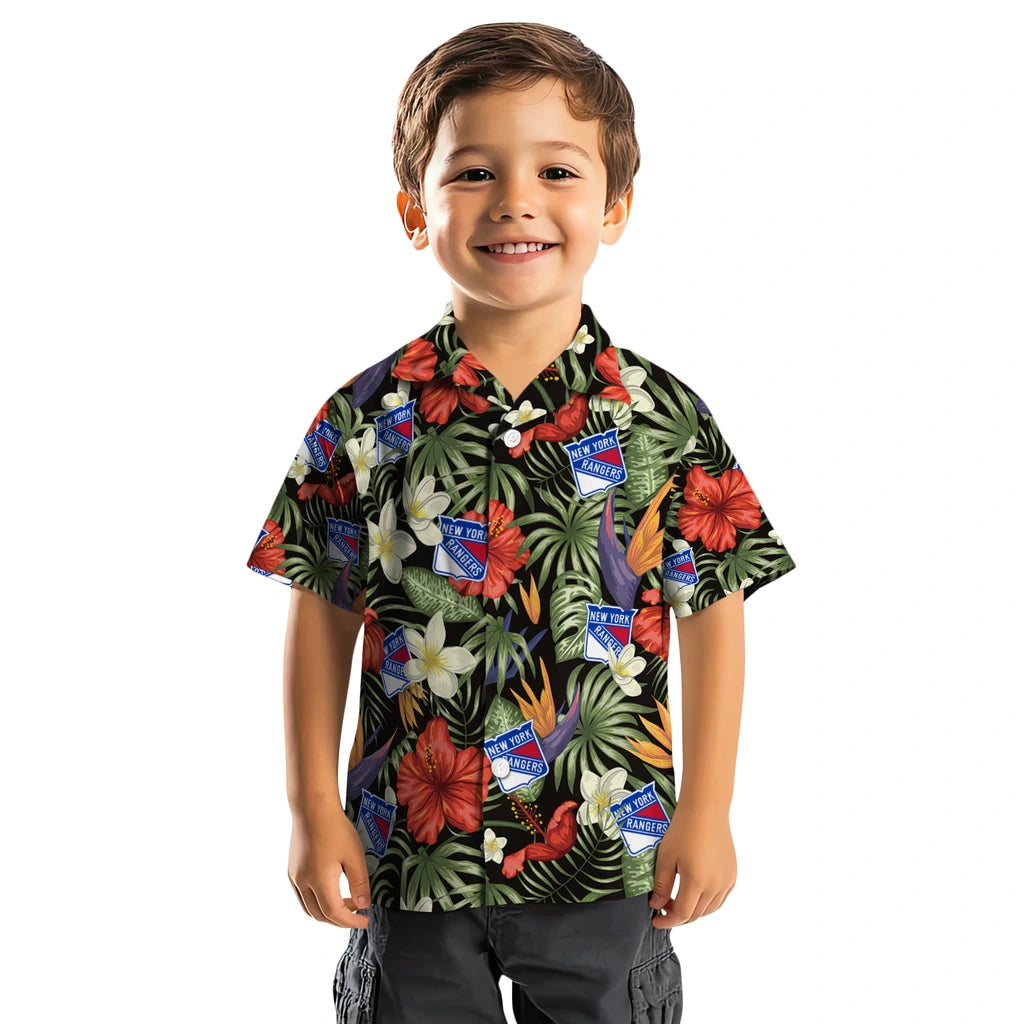 New York Rangers Hawaiian Shirt - Hawaii Floral Hibiscus | Hula Hawaiian Shirts